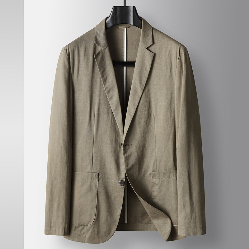 Men's Casual Suit 2026 Spring/Summer Light Luxury Linen Old Money Style Business Blazer for Young Men with a High-End Feel and No Ironing Required