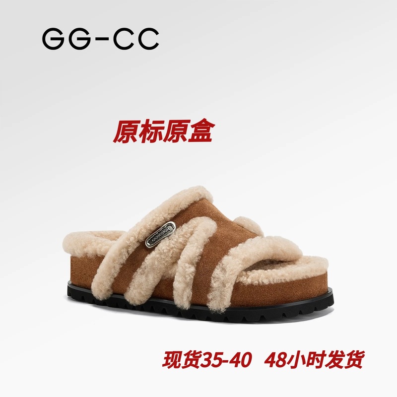 【GGCC】真毛原标2025秋季新款章若楠同款GGCC路易厚底勃肯半拖鞋|undefined