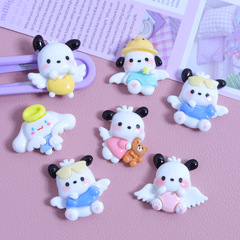 翅膀小恰狗 卡通亮面diy奶油膠自製手機殼髮夾飾品材料樹脂配件