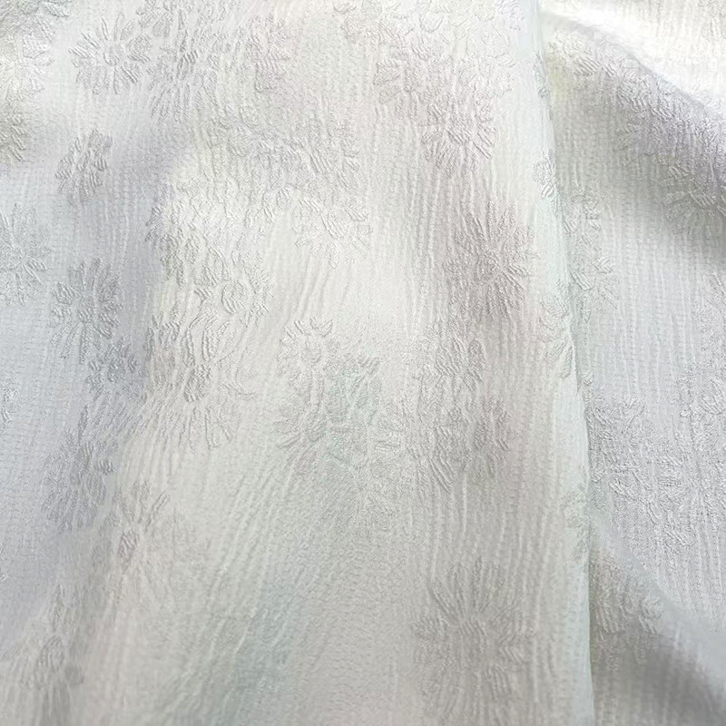 国风太阳花仿人丝提花面料 新中式机理感马面裙布包童装外套布料