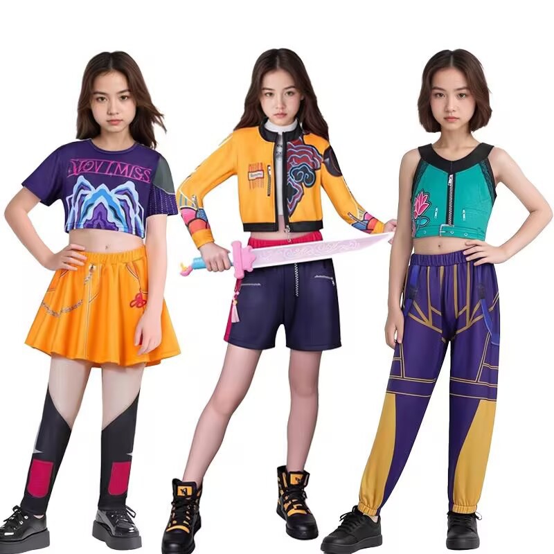 Cross-Border New Model Huntress Girl Group Kpop Cosplay Costume Halloween Performance Outfit Set Rumi Zoe