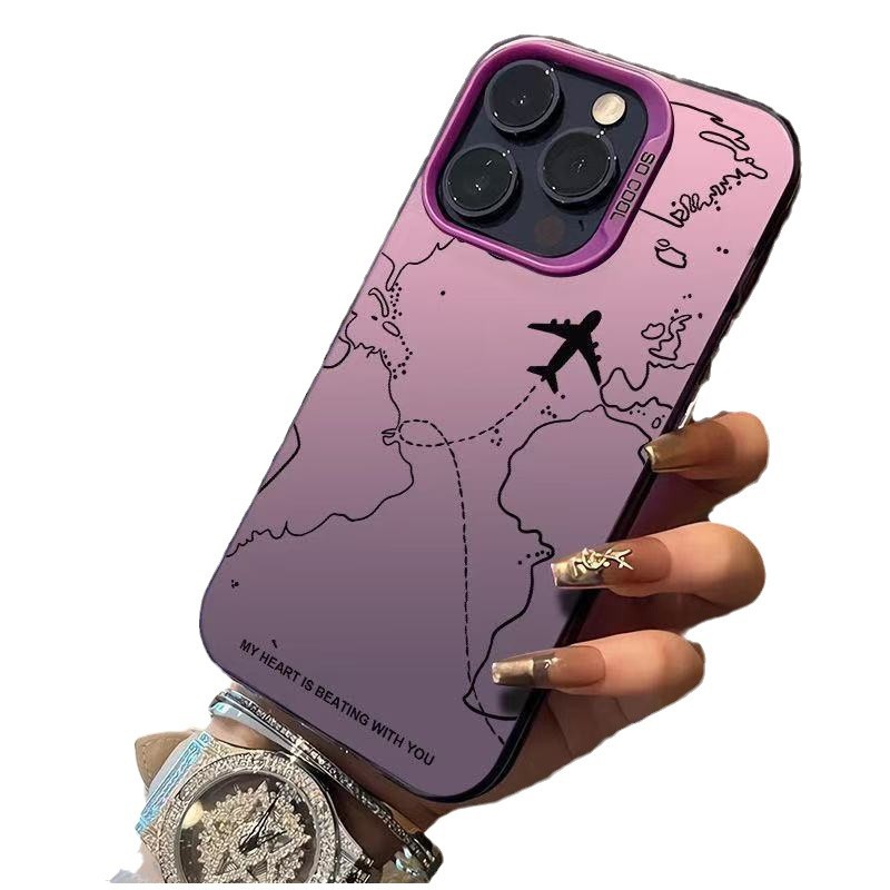 Nuevo diseño de funda para teléfono con mapa de avión, compatible con iPhone 17, Apple 16 Pro Max/15 a prueba de golpes, 14 Pro, 13, estilo europeo y americano.