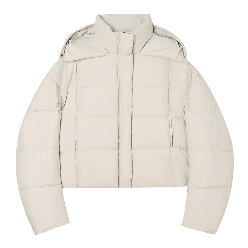 2025 nuevo encapuchado grueso corto de moda de algodón de invierno mujer pequeña chaqueta de algodón de pan caliente