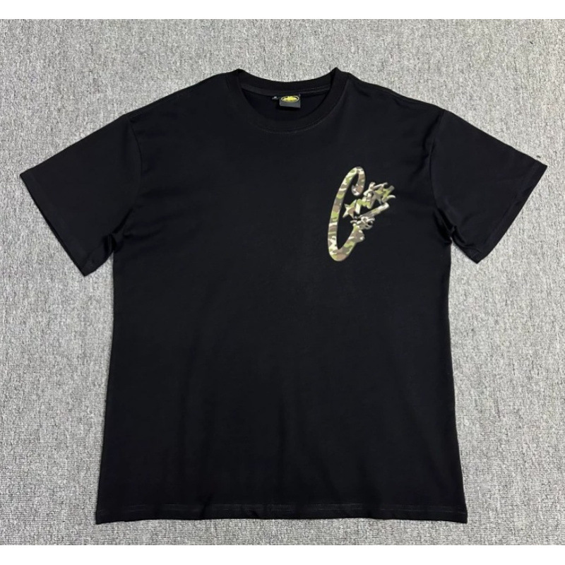 Corteiz Alcatraz C Logo Camo T-shirt Black
