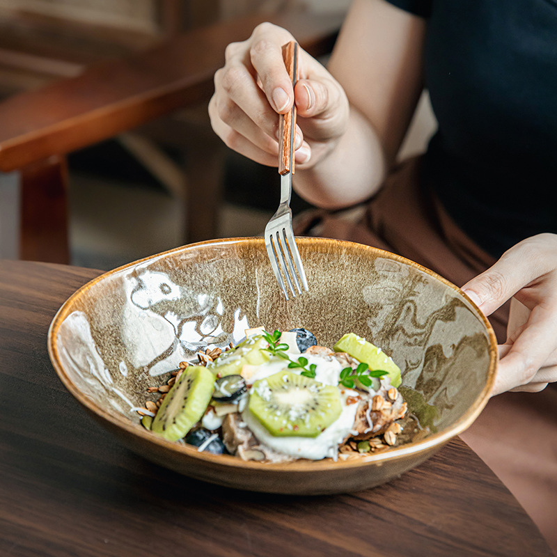 Cuencos de goteo de forma característica cuencos de ensalada de 8 pulgadas cuencos de cerámica de forma especial cuencos de fideos cuencos de restaurante exportación transfronteriza