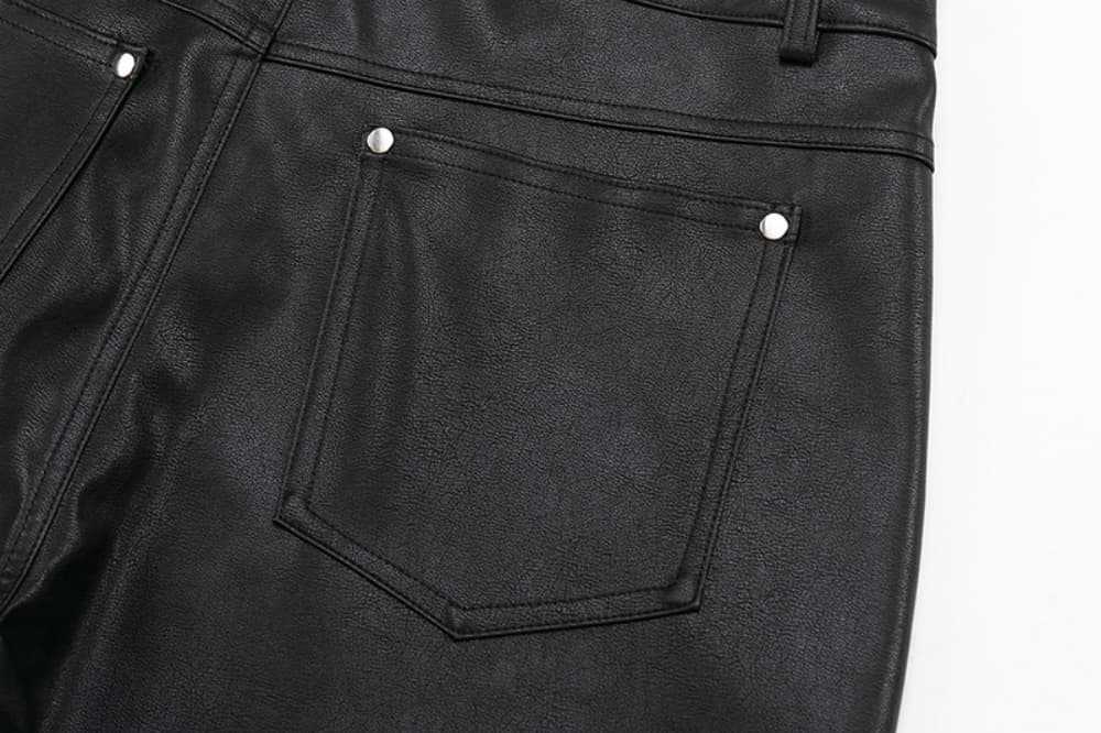 Men's Summer PU Leather Pants – Punk Rock Straight-Leg Trousers With Rivet & Distressed Hem (Black) – Hippie-Inspired Streetwear_mkmklike.com