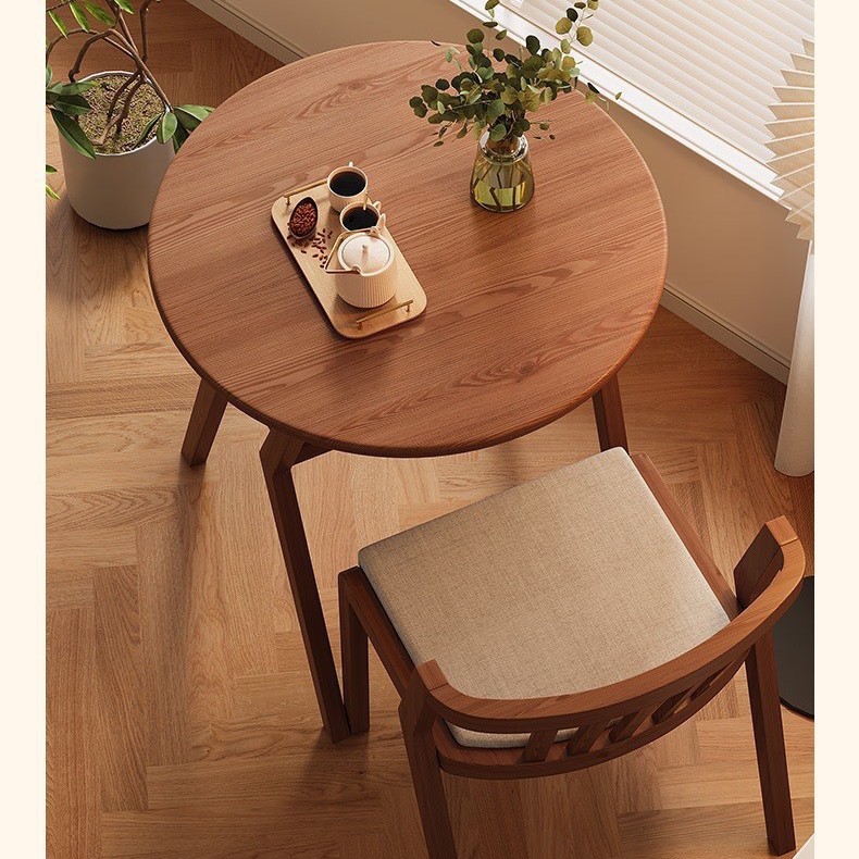 Nordic Round Table Balcony Stretch Tea Table Solid Wood Chinese Casual Durable Combination Coffee Table Learning Telescopic High-end