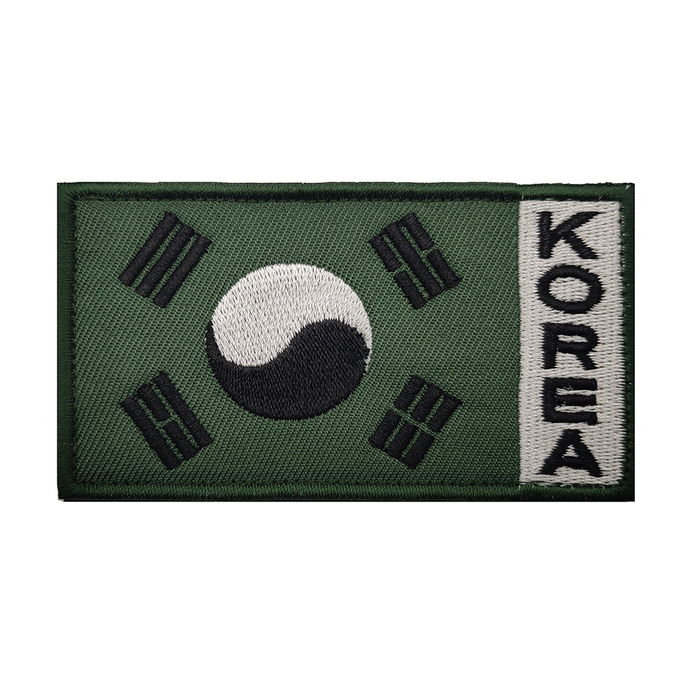 Patrón asiático brazalete de Velcro Corea del Sur Bandera Nacional bordado parche de tela bordado parche sólido kewei