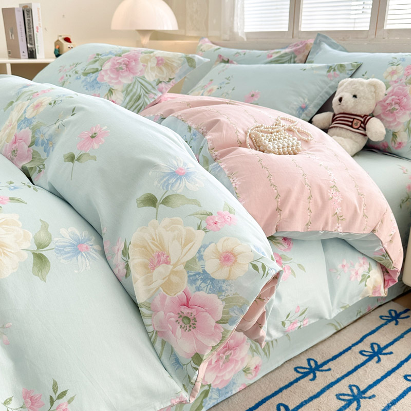 Cama de algodón de cuatro piezas, algodón puro 2025, nueva sábanas domésticas, cama de cama de dormitorio de cuatro estaciones, tres