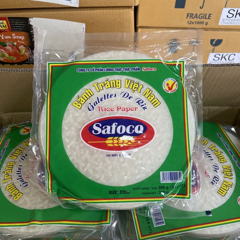 越南safoco春卷皮水晶透明米皮皮薄春卷油炸生吃米纸卷300g家庭装