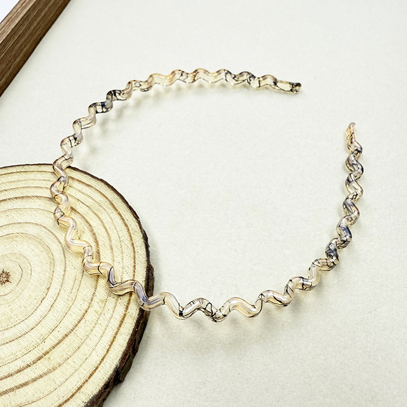 Nueva diadema ondulada texturizada simple y elegante con acabado cepillado, tacto de alta gama, para niñas, corona alta, lavado de cara,_voghion.com