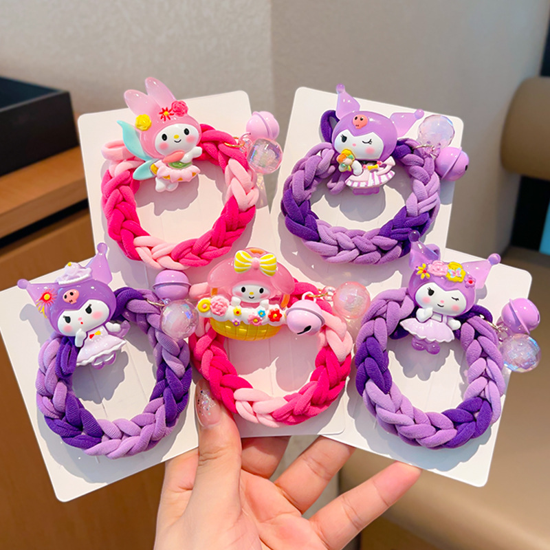 Cuerdas de cabeza de dibujos animados Kulomi para niños anillo de cabello tejiendo niñas tiras de goma cabeza de bolas niñas tocado no daña el cabello