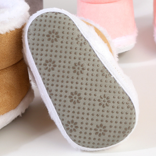 Children's winter cotton shoes for boys and girls, one-year-old infant winter baby shoes, plush baby shoes for learning to walk, soft sole