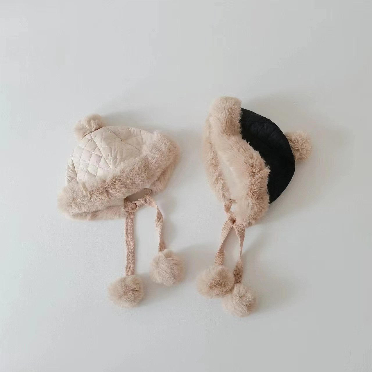 Children's Lei Feng Hat Winter Retro Style Thickened Quilted Ball…
