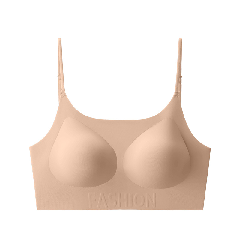 Bra sin huellas base líquida ropa interior mujer respirante invisible bra pequeño pecho sin anillo de acero cinturón de hombro delgado bra de belleza de espalda