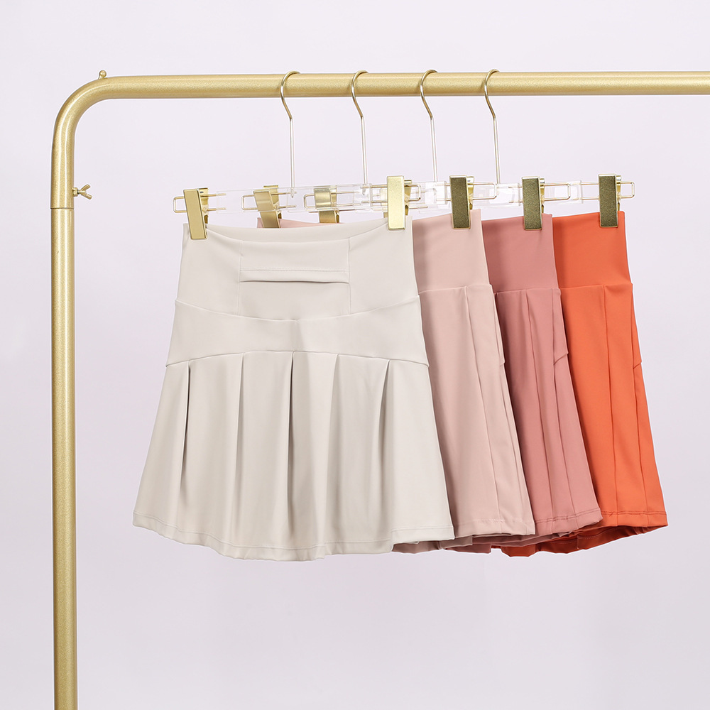 Lulu Sports Tennis Skirt Women's Anti-Exposure Fitness Skirt Fake Two-Piece Yoga Shorts Quick-Drying Pleated Skirt for Women