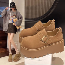 真皮松糕鞋增高复古勃肯鞋女2025春季新款一脚蹬乐福鞋小个子单鞋