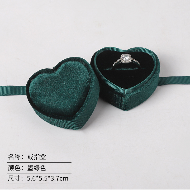 Caja de embalaje de joyas de anillo de terciopelo en forma de corazón redondo caja de joyas de terciopelo coreano caja de joyas de terciopelo Tiandi cubierta caja de joyas de cinta image 9