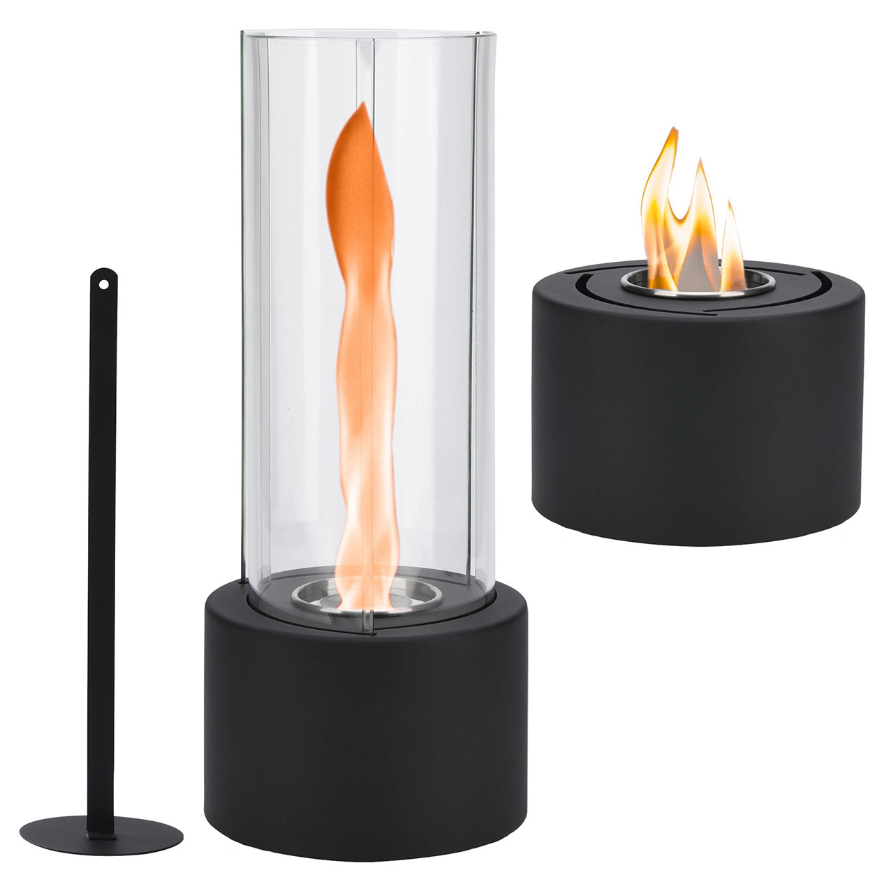 Cross-Border Rotating Real Flame Alcohol Fireplace Lamp, Metal Circular Flame Heating Stove, Indoor Ambiance - Three-Piece Set