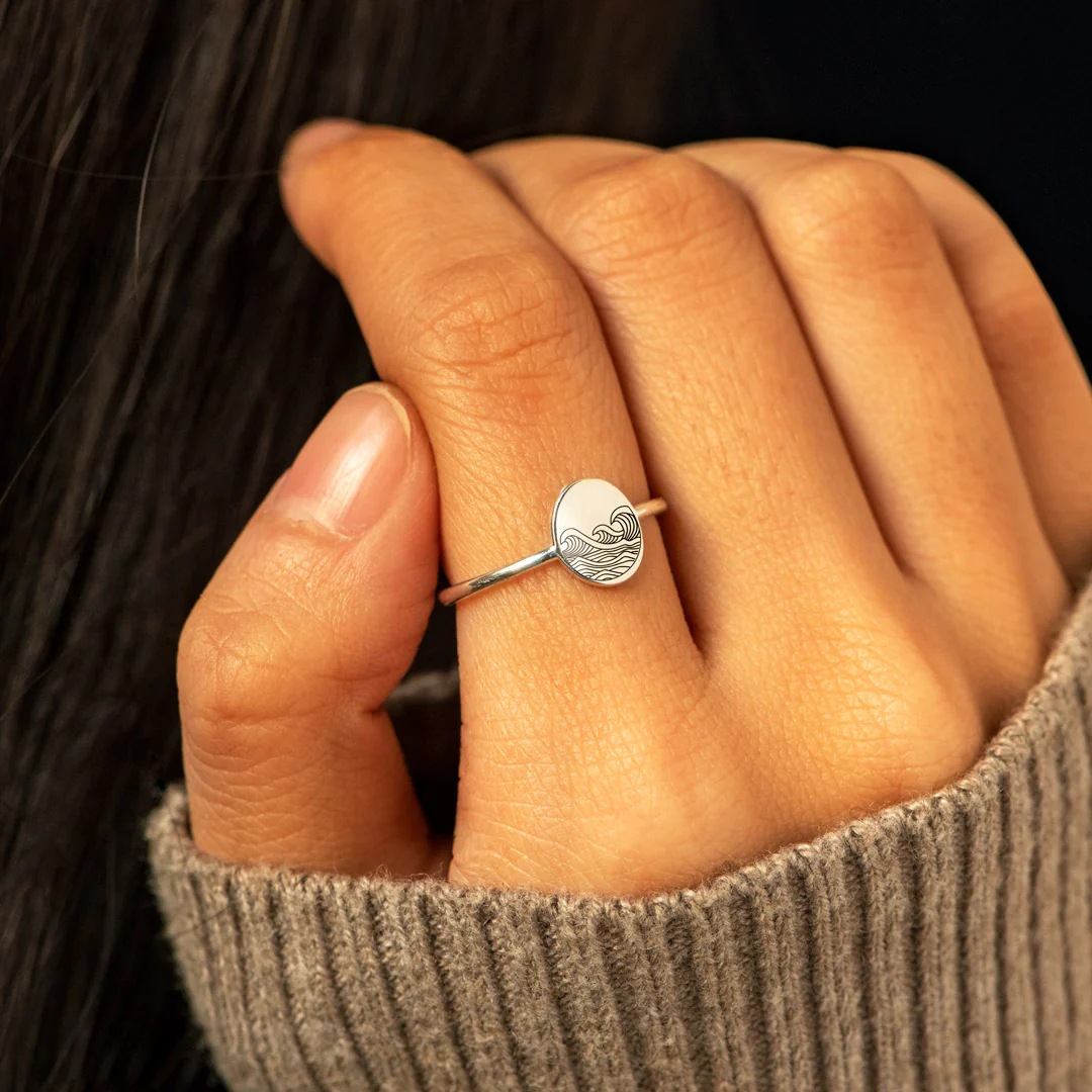 Waves Pattern 925 Sterling Silver Waves Rings