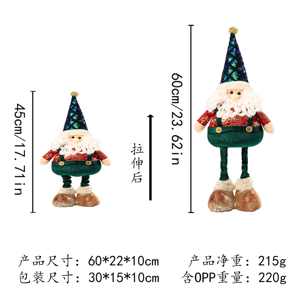 Cross-border Santa Claus muñeco de nieve alce adorno pierna retráctil muñeca ventana de Navidad decoración del hogar regalo