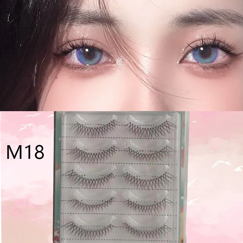 Suministro directo de fábrica transfronteriza natural larga Cruz gruesa japonés 3D afilado tallo transparente Luna doblar pestañas postizas