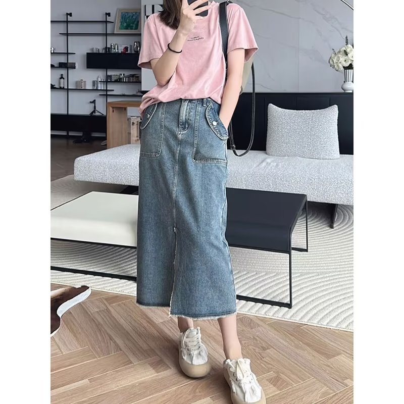 Retro summer denim skirt
