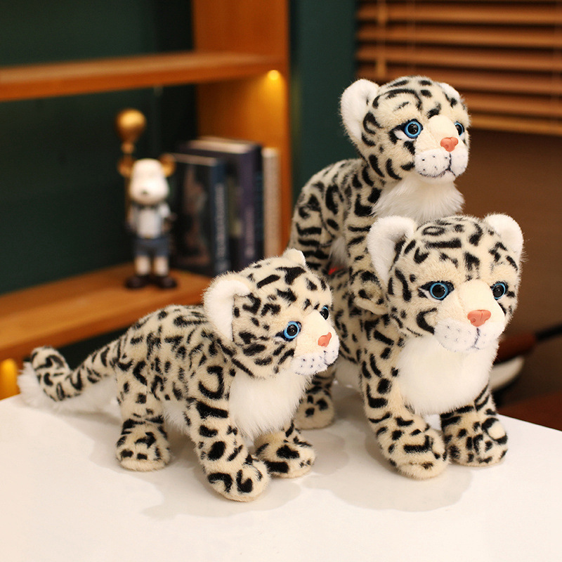 Simulación transfronteriza muñeca leopardo de nieve juguetes de peluche zoo leopardo muñeca leopardo regalo muñeca tela hombre image 3