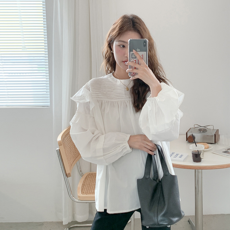 Pregnant women's clothing spring and autumn clothing suit 2023 new fashion long-sleeved doll shirt top loose belly covering early autumn Pregnant women's clothing spring and autumn clothing suit 2023 new fashion long-sleeved doll shirt top loose belly covering early autumn