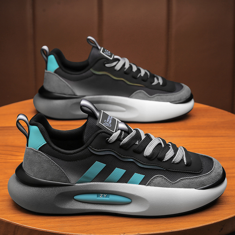 High-quality trendy retro men's shoes genuine leather mesh casual matte lightweight four-season personalized running dad sneakers