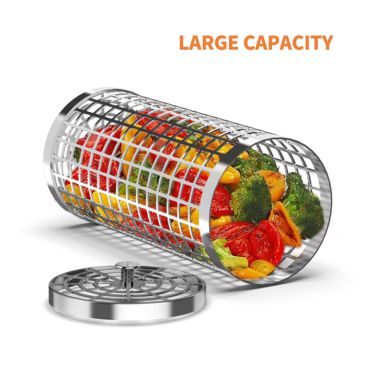 Cross -border circular barbecue grill barbecue basket outdoor BBQ smoked cage portable barbecue net rolling grill net 3