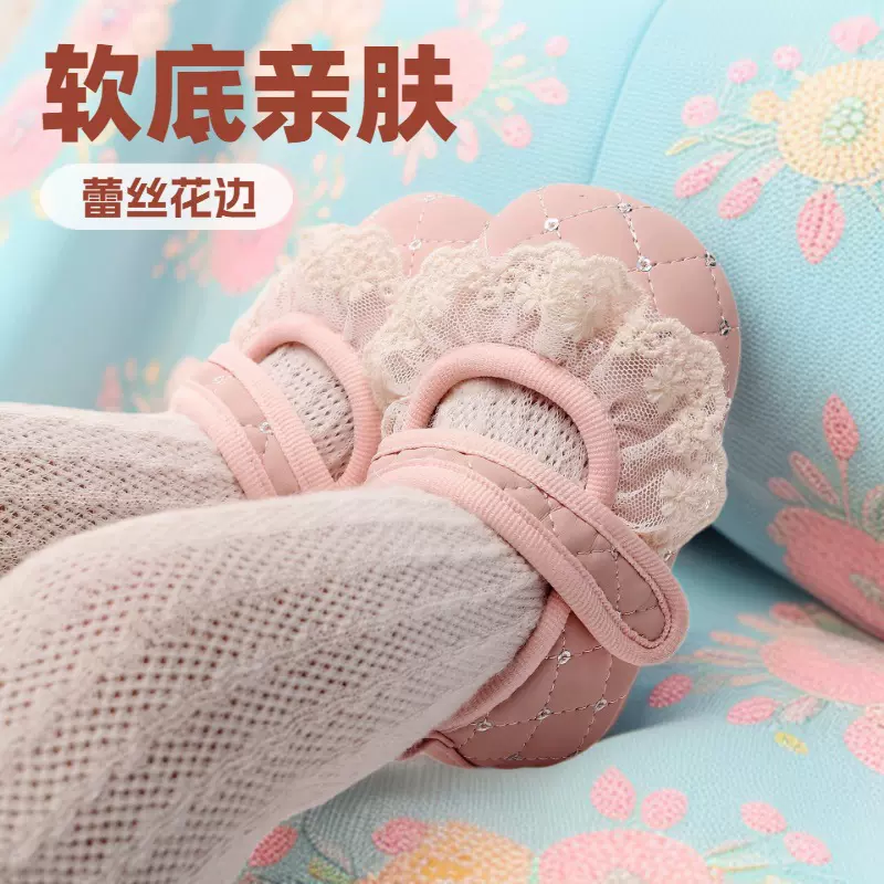 商贸女宝宝软底学步鞋0-1岁婴儿鞋婴幼儿蕾丝花边公主鞋步前鞋