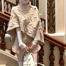 韩系穿搭针织衫2025秋季新款小众设计感不规则斗篷披肩毛衣女上衣