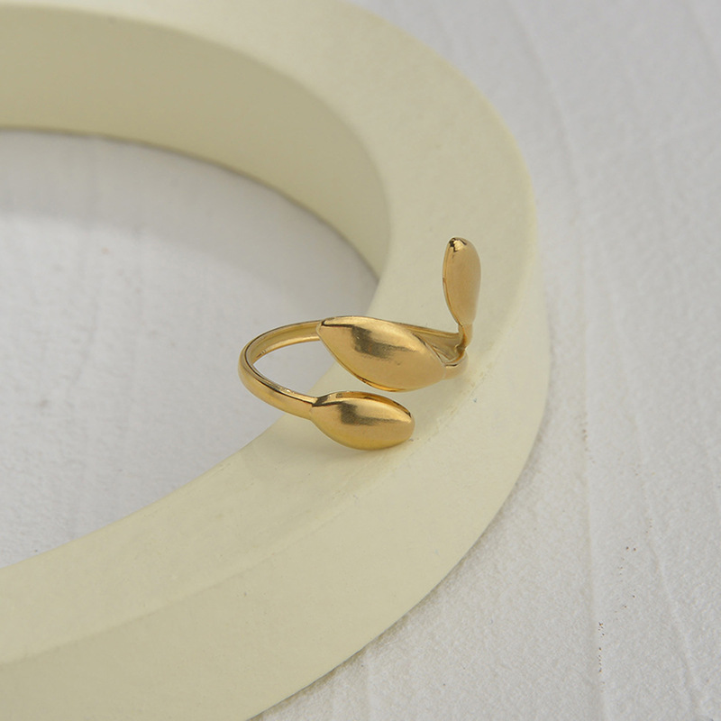 simple geometric stainless steel bud-shaped open ring