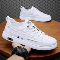 Sneakers, white shoes, men's crocodile pattern leather shoes, 2022 spring new style, men's all-match casual shoes, soft sole, soft surface, non-slip