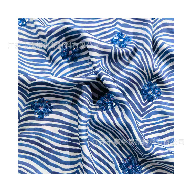 Fabricante de impresión de cabello recto tela de moda textil digital bordado primavera y verano tela de mujer impresión de sublimación en caliente