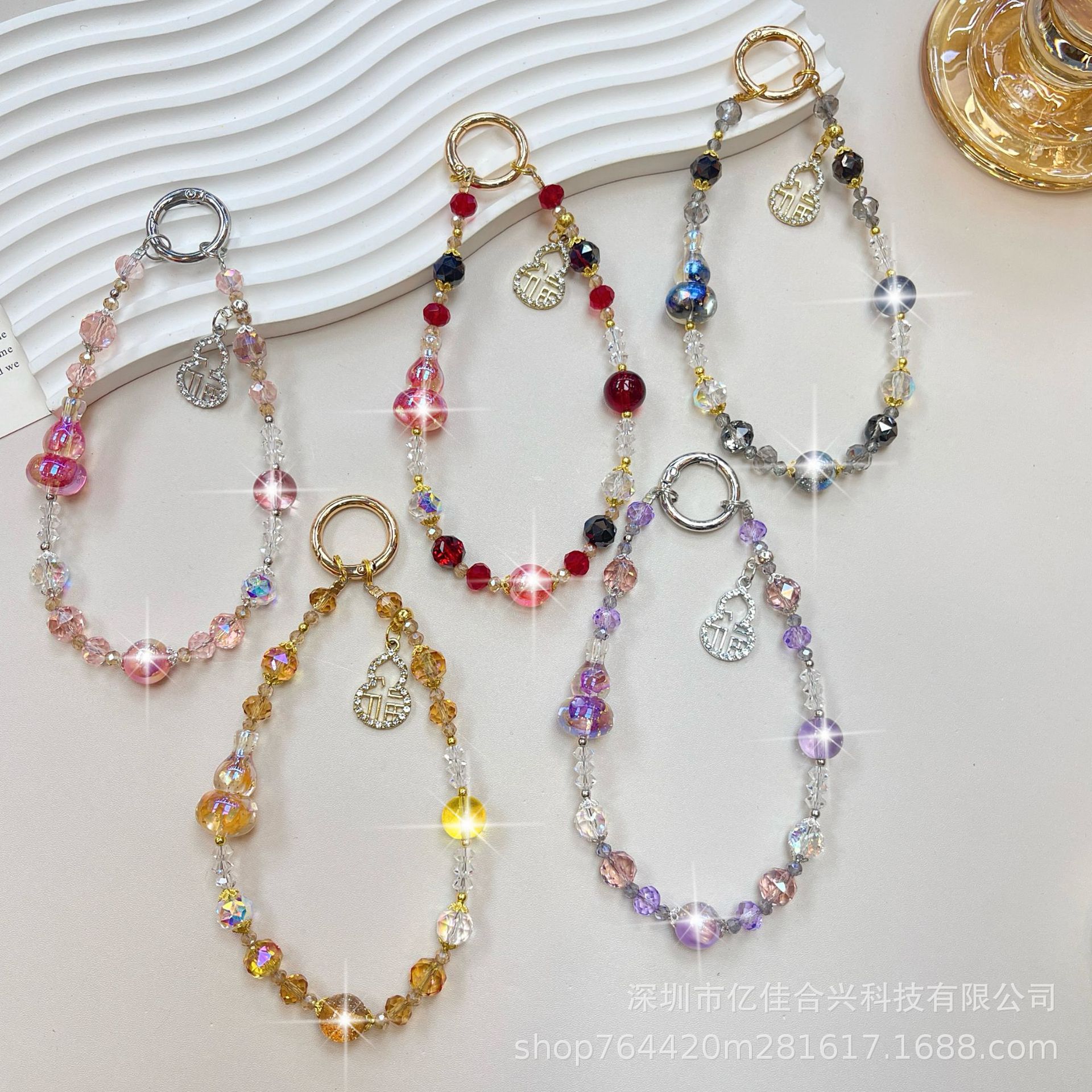 Cadena de teléfono móvil de alta calidad, cristal gypsophila tridimensional, pulsera con cuentas, cordón para teléfono móvil, colgante de caja para teléfono móvil de moda Ruyi