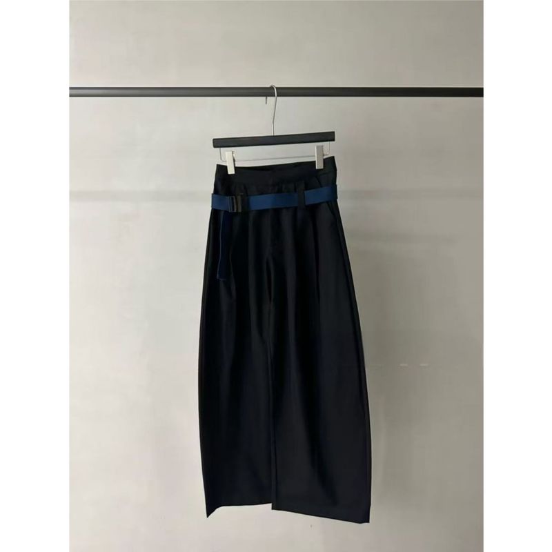 R13 13 行インスタイルウェビングベルトパンツ通勤フレッシュカジュアルパンツハイウエストストレートルーズ痩身パンツ女性用|undefined