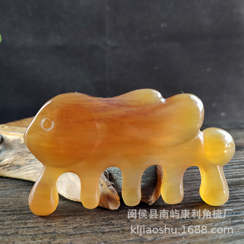 加厚羊角兔子角梳子按摩经络大齿头部五齿梳子可爱包包便携梳子|undefined