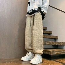 羊羔毛毛绒休闲裤休闲百搭束脚港风宽松厚款长裤男裤家居休闲时尚