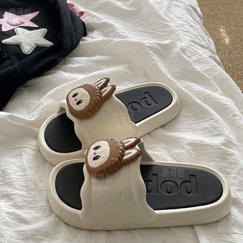 Bathroom Cartoon Slippers, Odor-Resistant, Indoor and Outdoor Eva Non-Slip Soft Fabric Sole, Dormitory Summer Sandals for Women, Massage Slippers