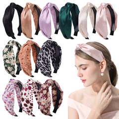 Factory Direct Wholesale Amazon French Retro Satin Print Women's Wide-Brimmed Elegant Headband European and American Accessories