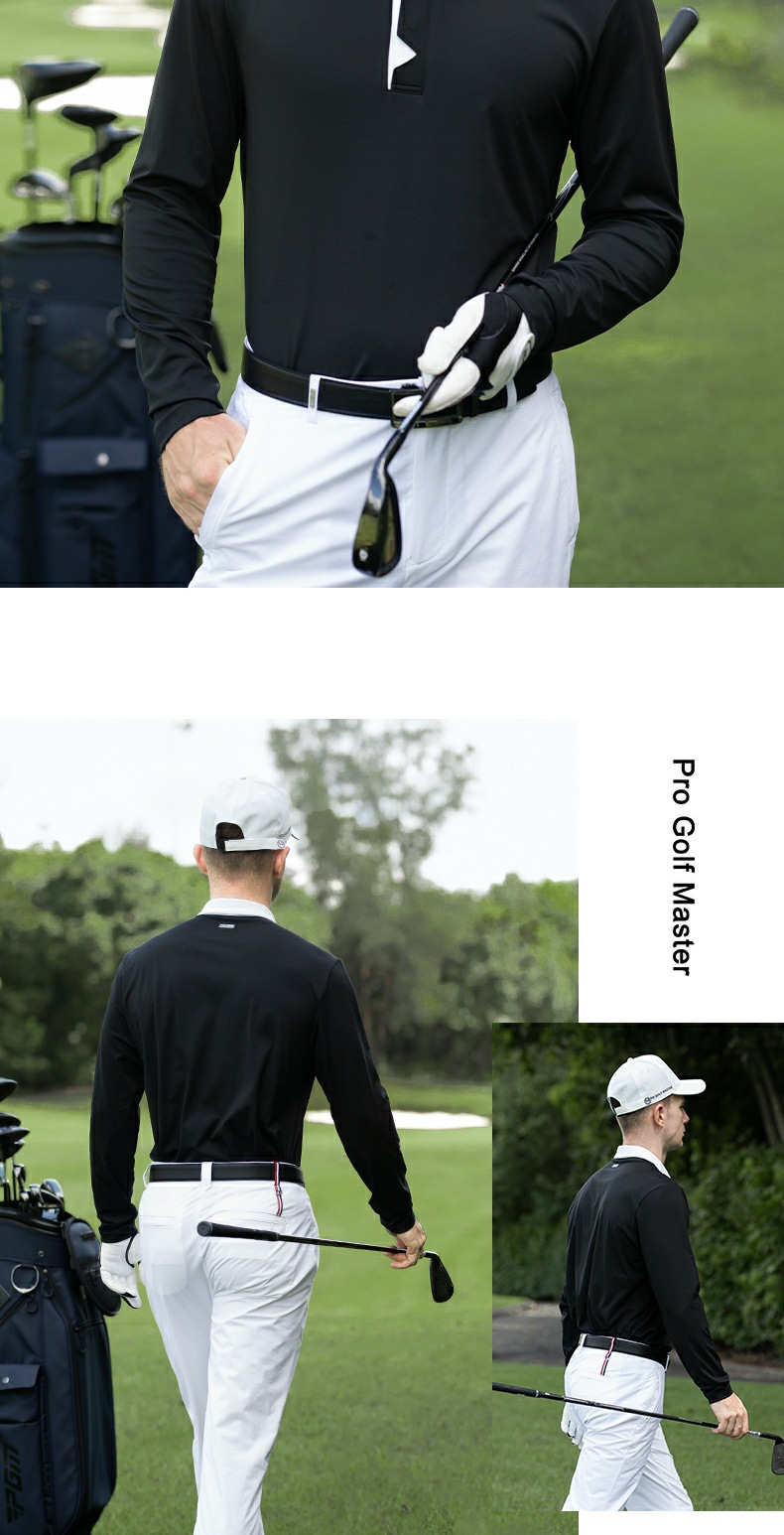 Áo thun golf nam dài tay cổ bẻ PGM thoáng khí mềm mại — YF745-Áo đen [mềm mại và thoải mái/thiết kế phối màu], YF745-Áo trắng [mềm mại và thoải mái/thiết kế phối màu], YF745-Áo màu xanh nhạt [mềm mại và thoải mái/thiết kế phối màu] chi tiết 9
