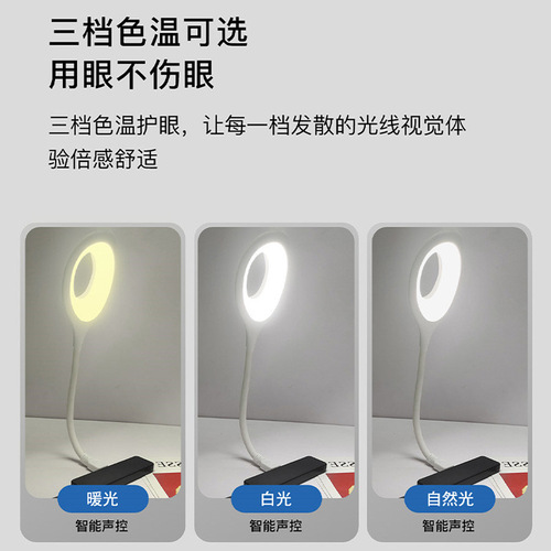 Chinese and English USB smart voice small desk lamp language voice control home student study dormitory bedside LED night light