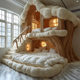 Family, Who Knows? Designer's Popular Cream-Style Children's Bunk Bed, Fabric Bed for Photo Check-In