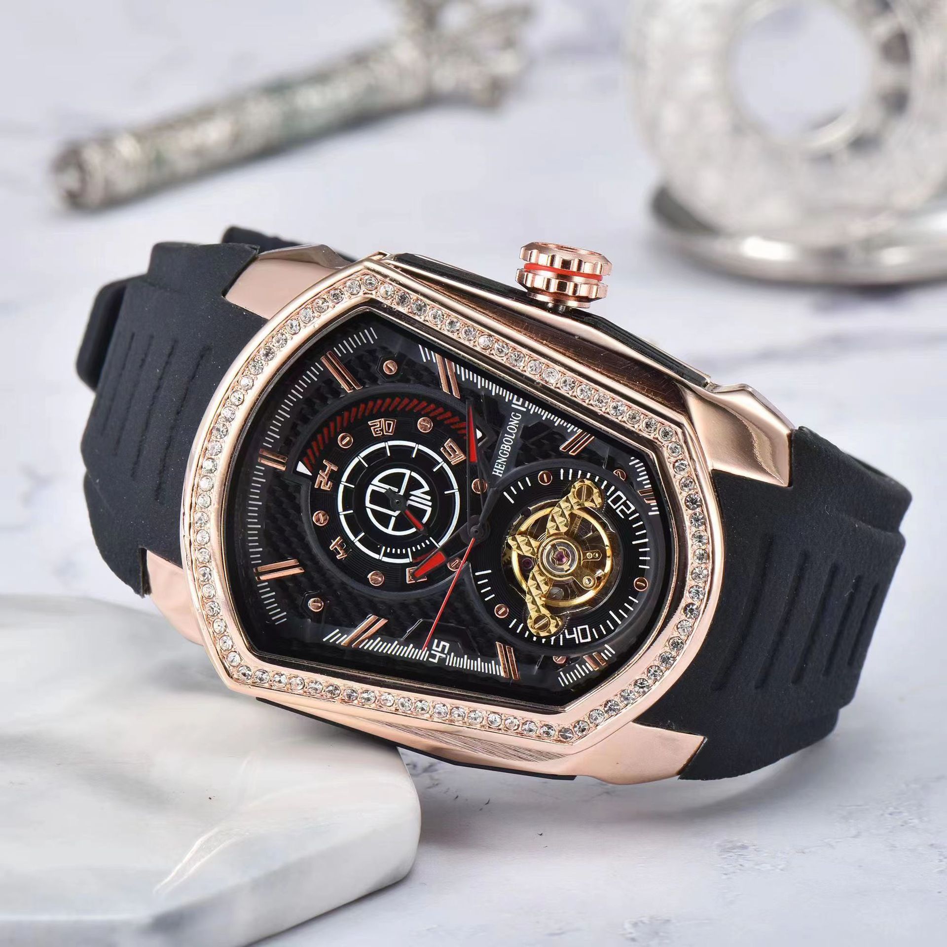 Reloj mecánico para hombre con tourbillon real estilo lujo_voghion.com