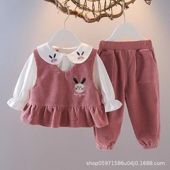 2025年春秋女児服セット、女の子用3点セット、カジュアルでおしゃれな秋服、子供服、幼児服