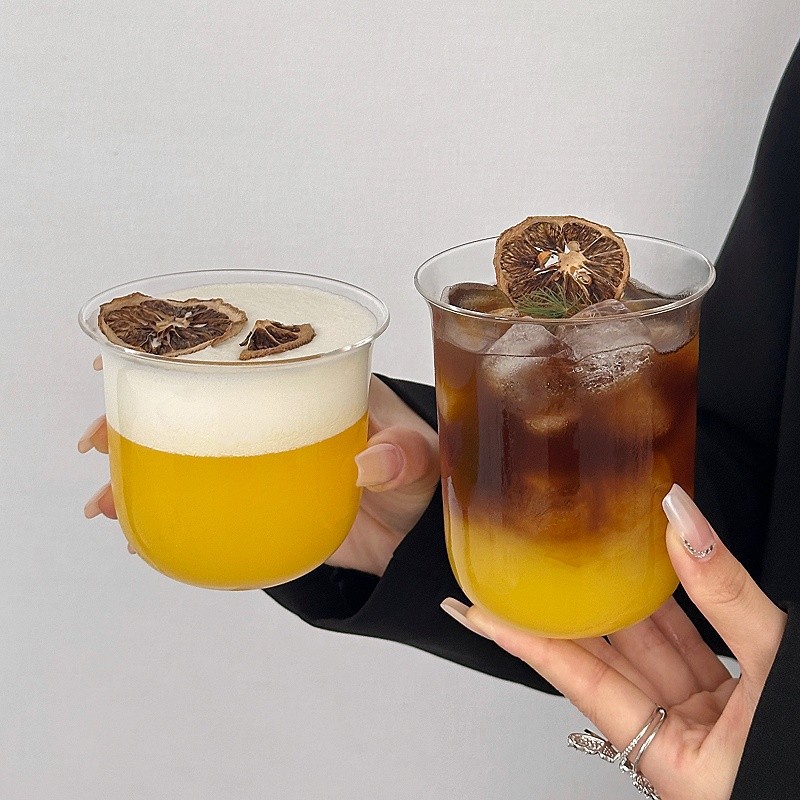 Light and thin glass coffee creative fruit tea