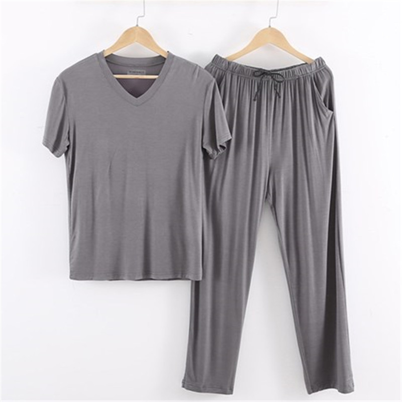 Men's modal Short Sleeve Pants Set Relaxed Casual Pajamas Home Clothes Plus Oversized 200kg Summer