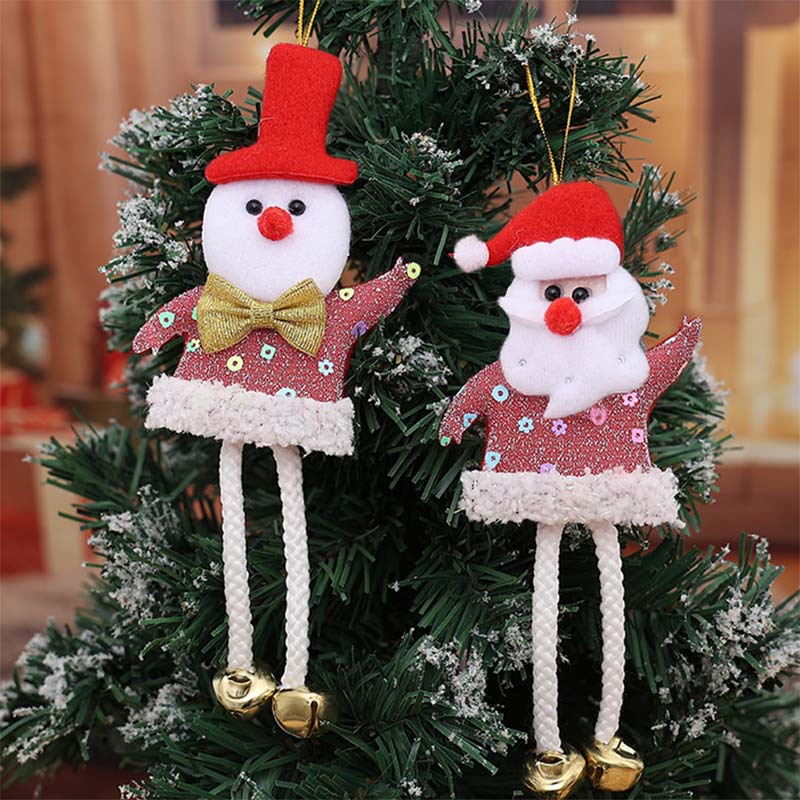 Cross-border hot-selling Christmas decoration small pendant window decoration long-legged old man with bell hanging decoration atmosphere decoration